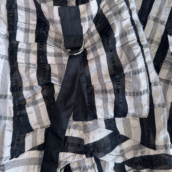 Womens Collar Shirt Black & White Stripes Button Up Long Sleeve W/Pockets SZ 8 - Picture 7 of 8